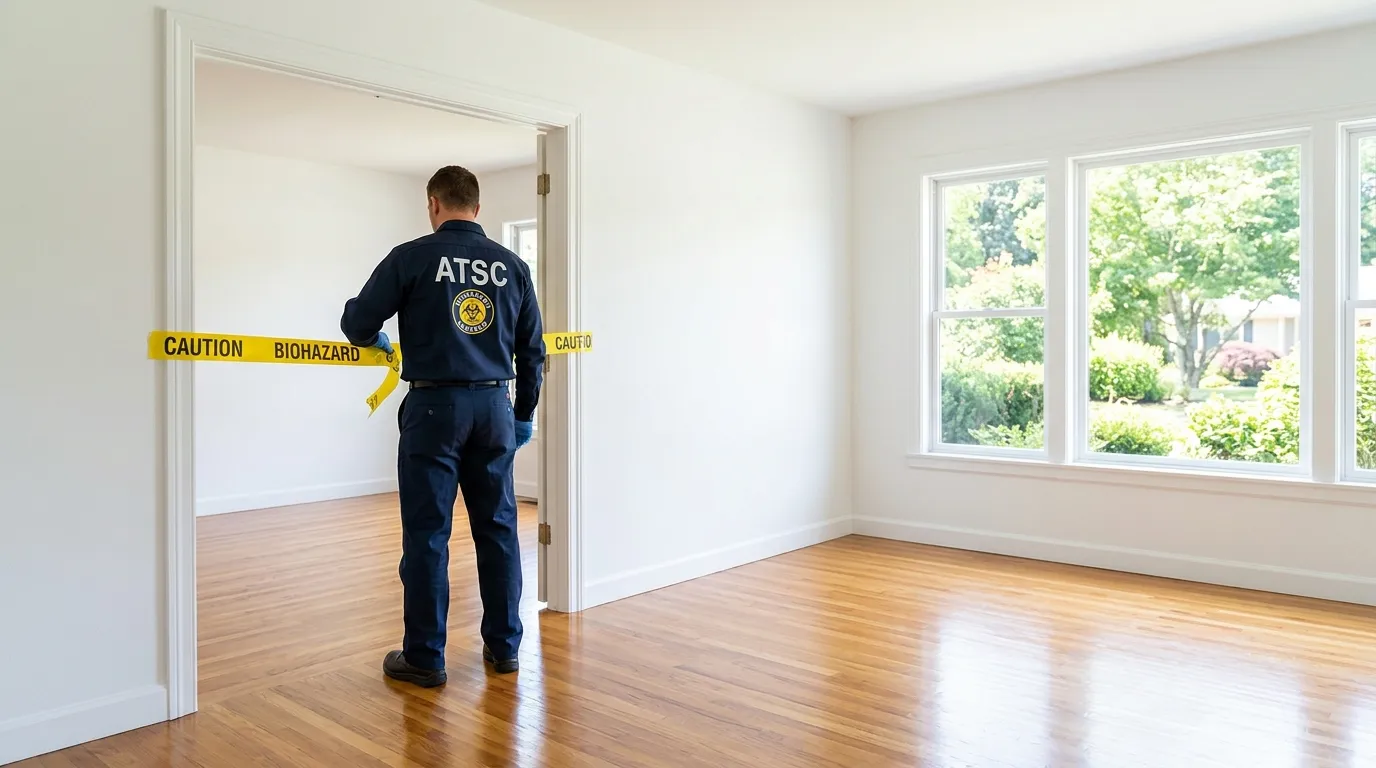 Certified biohazard cleanup crew performing Decomposition Cleanup in Merrifield